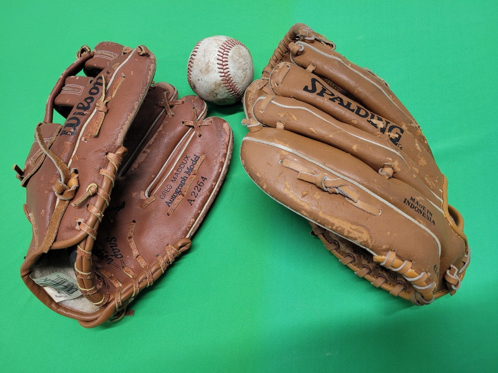 Honkbalhandschoenen Wilson Greg Maddux & Spalding, Honkbal, Gebruikt, Onbekend, Handschoen