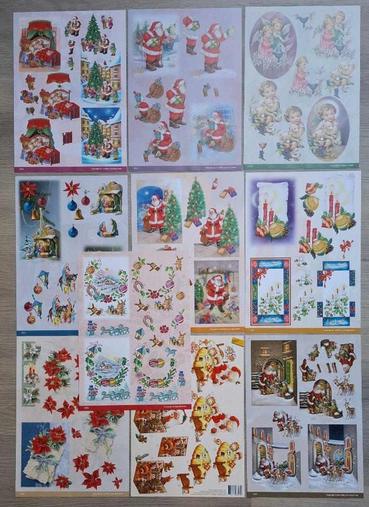 10 Kerst 3D Knipvellen A4 - Diverse Feestelijke Ontwerpen, Ophalen of Verzenden, Nieuw, Kerst, Knipvel