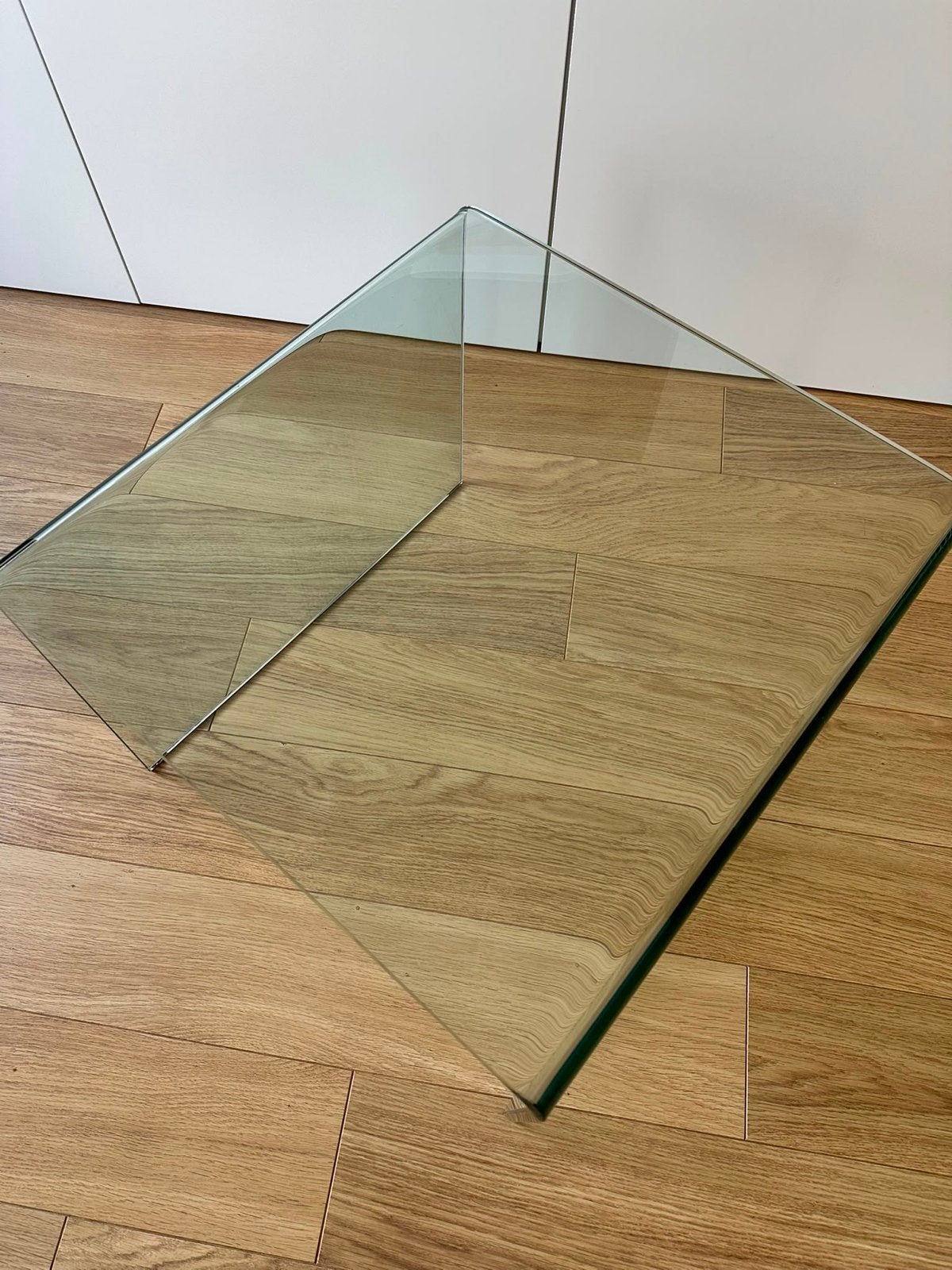Designer Glazen Tafel - Ronde Hoeken - 53x53x42cm, Ophalen, Gebruikt, 50 tot 100 cm, Vierkant