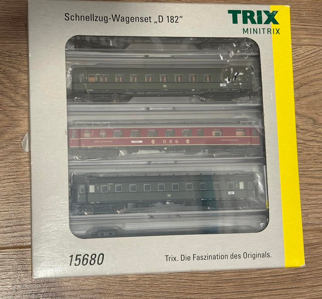 Minitrix 15680, sneltreinset D-zug 182. Zgan, OVP, Gelijkstroom, Trix, Wagon, Ophalen of Verzenden