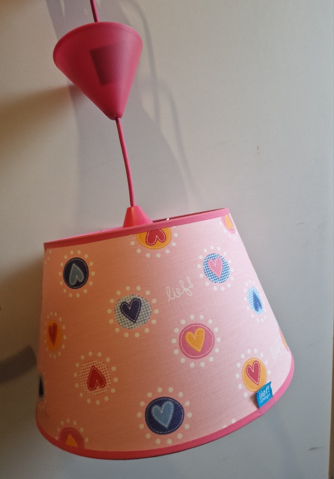 Lief! Designs roze hanglamp met hartjes voor kinderkamer, Ophalen, Zo goed als nieuw
