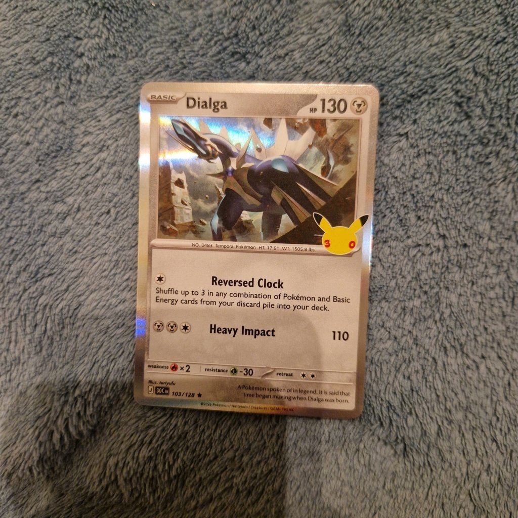 Dialga 103/128 Pokémon 30th Celebration holo, Ophalen of Verzenden, Zo goed als nieuw, Losse kaart, Foil