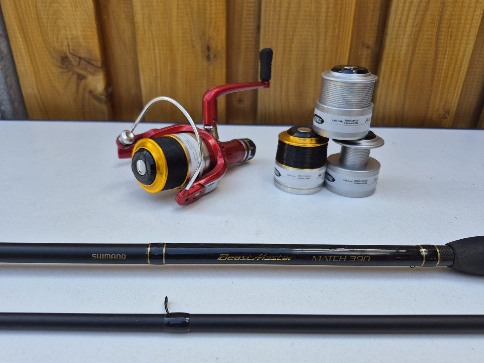 Shimano Beast Master Match 390 + Mitchell Avomatch, Watersport en Boten, Ophalen, Gebruikt, Complete hengel