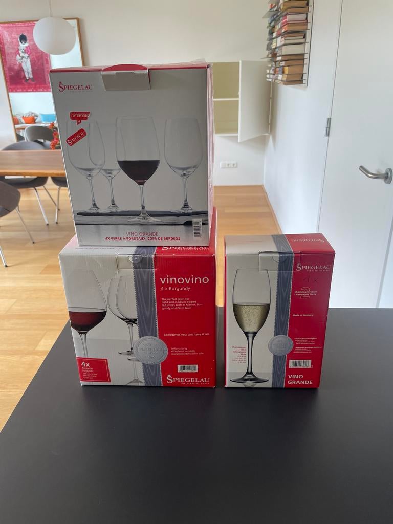 Spiegelau wijnglazen set: Bordeaux, Bourgogne, Champagne, Nieuw, Ophalen of Verzenden, Overige merken, Glas