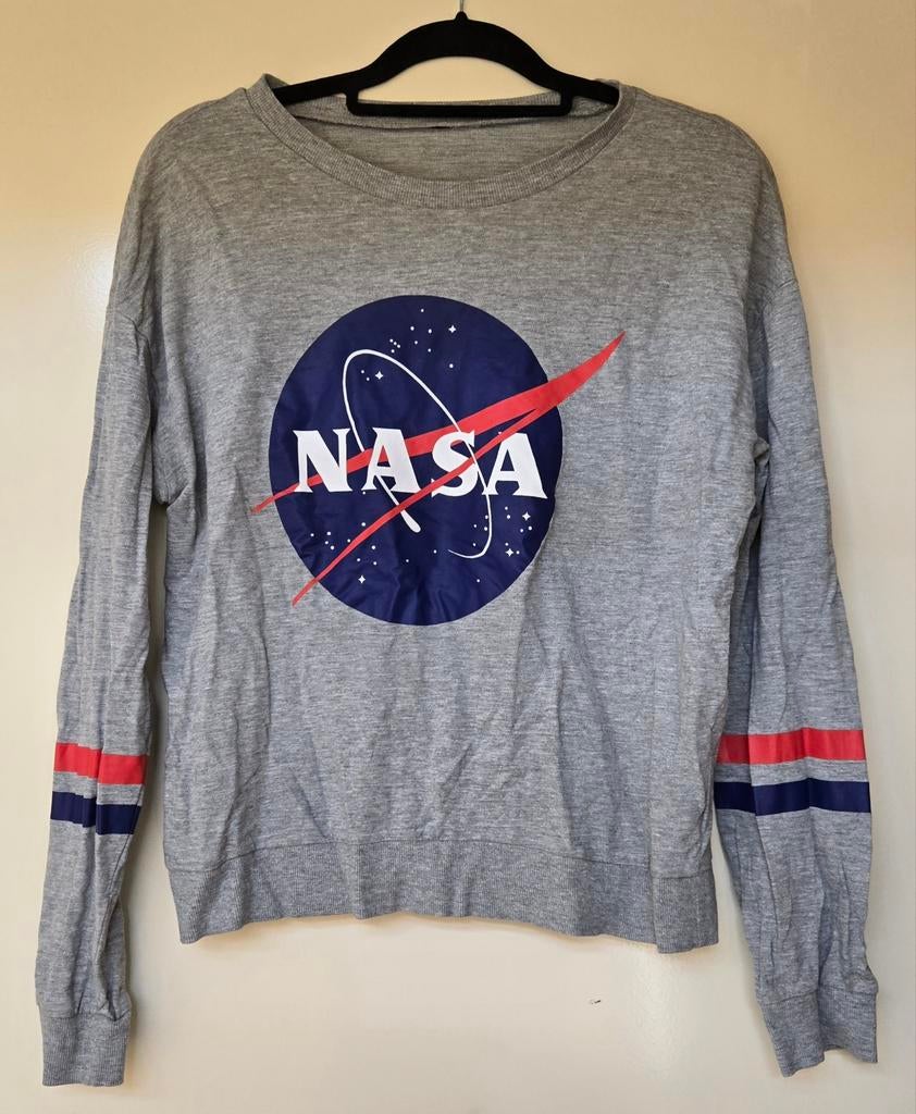 NASA Sweater Grijs Maat M - Sportieve Strepen Y2K Stijl, Maat 38/40 (M), Ophalen of Verzenden, Grijs, Merkloos