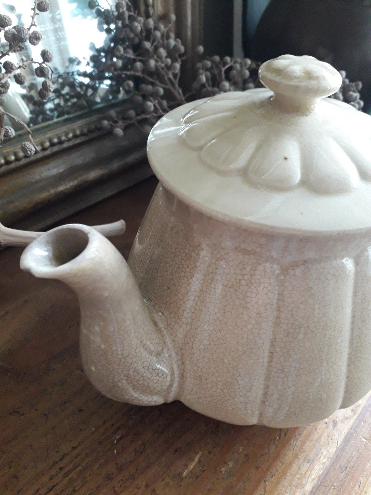 Prachtig beboterde theepot (brocante, oud, vintage), Ophalen of Verzenden