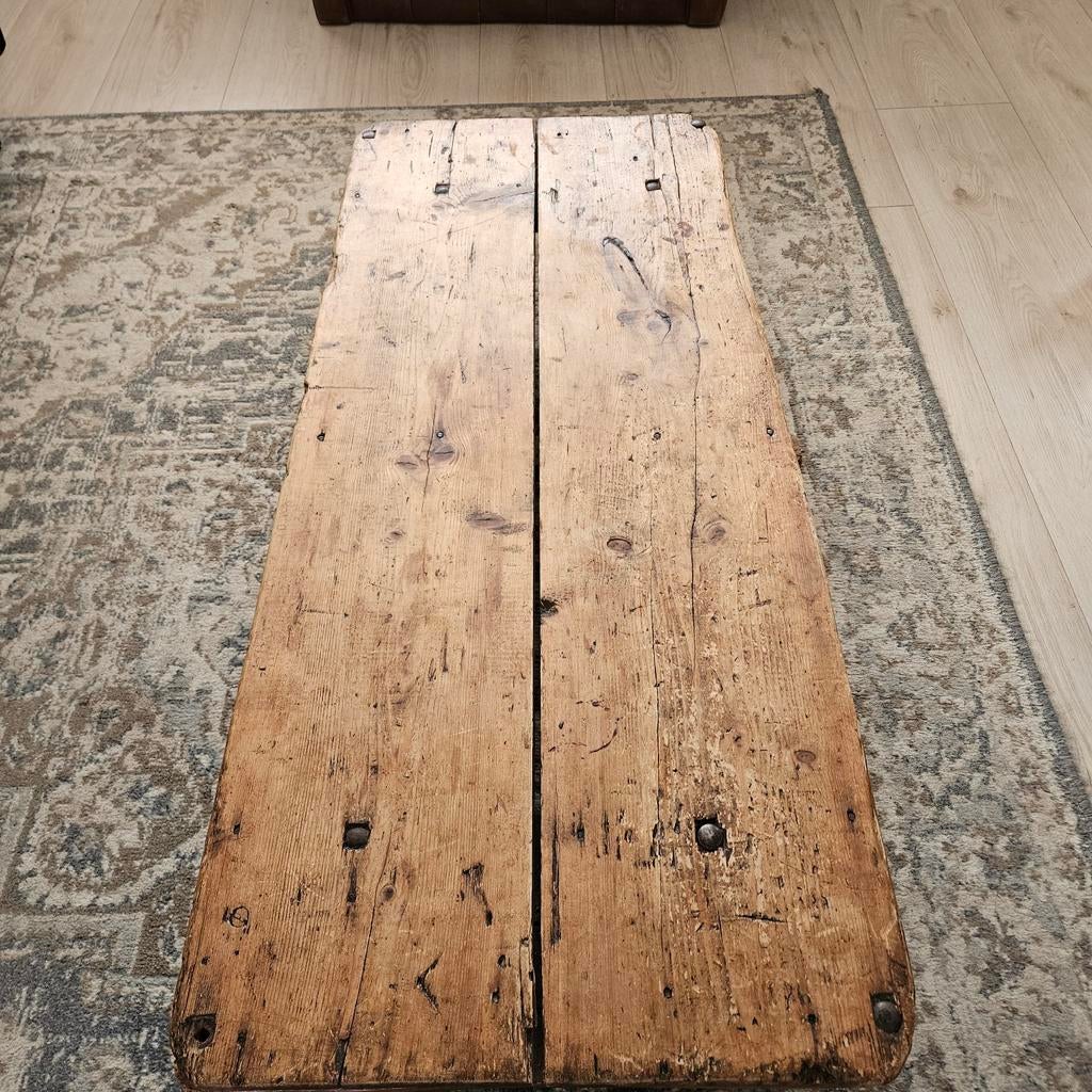 Vintage Salontafel op Wielen - Industriële Stijl, Gebruikt, 100 tot 150 cm, Industrieel, Vintage, Landelijk, 50 tot 100 cm