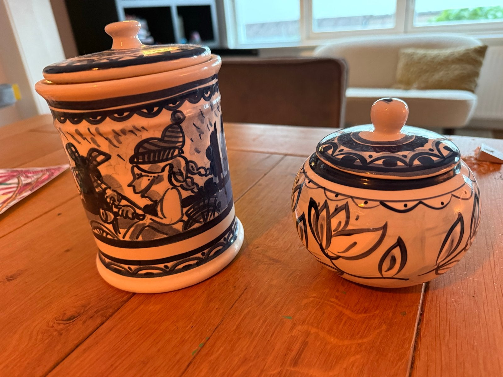 Blond Amsterdam theepot met theelicht en voorraadpotten, Ophalen