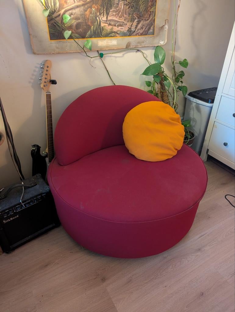 Rode lounge stoel/fauteuil inclusief kussen Roche Bobois, Ophalen