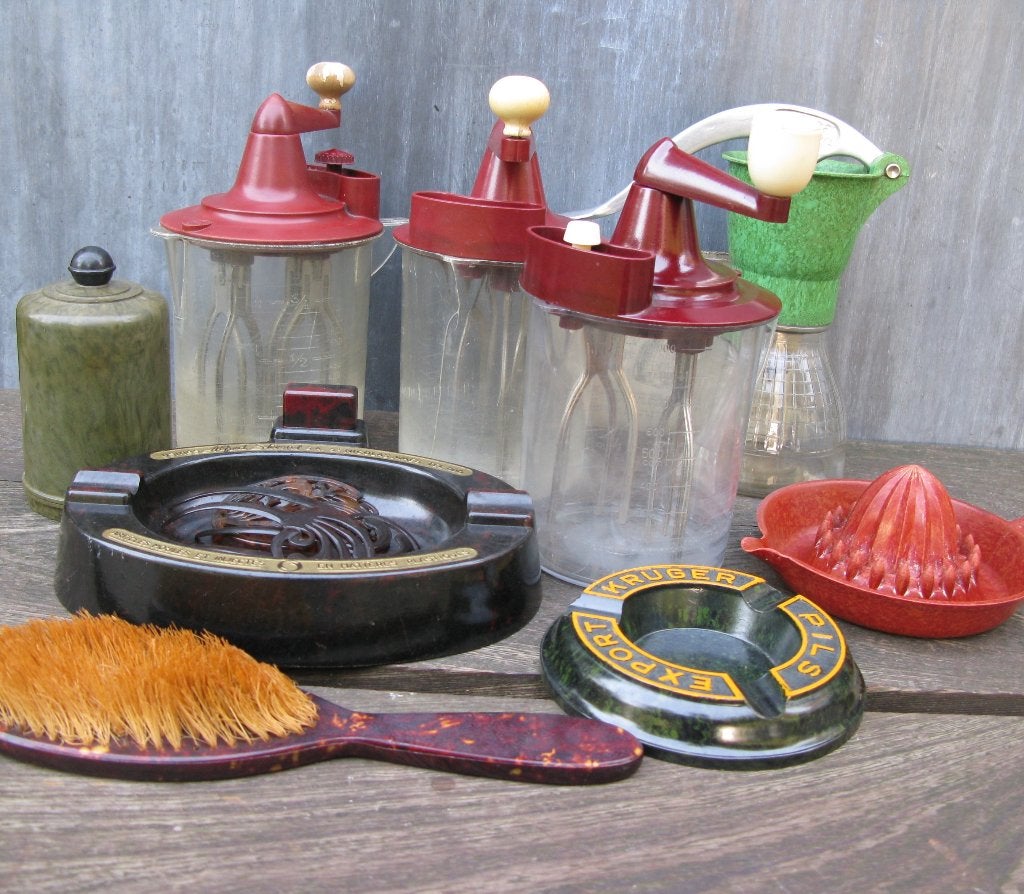 9x BAKELIETEN VOORWERPEN KEUKEN/HUIS, Ophalen of Verzenden