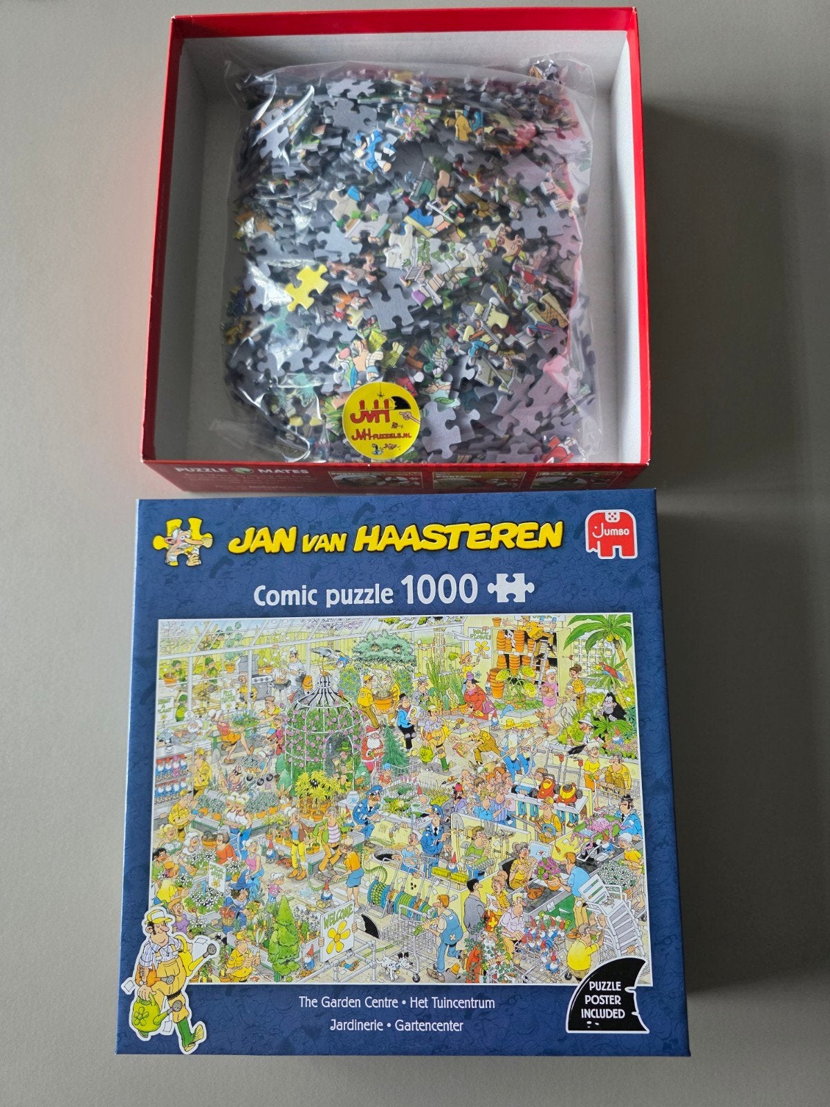 Jan van Haasteren puzzel 1000 stukjes - Het Tuincentru, Ophalen of Verzenden, 500 t/m 1500 stukjes, Zo goed als nieuw, Legpuzzel
