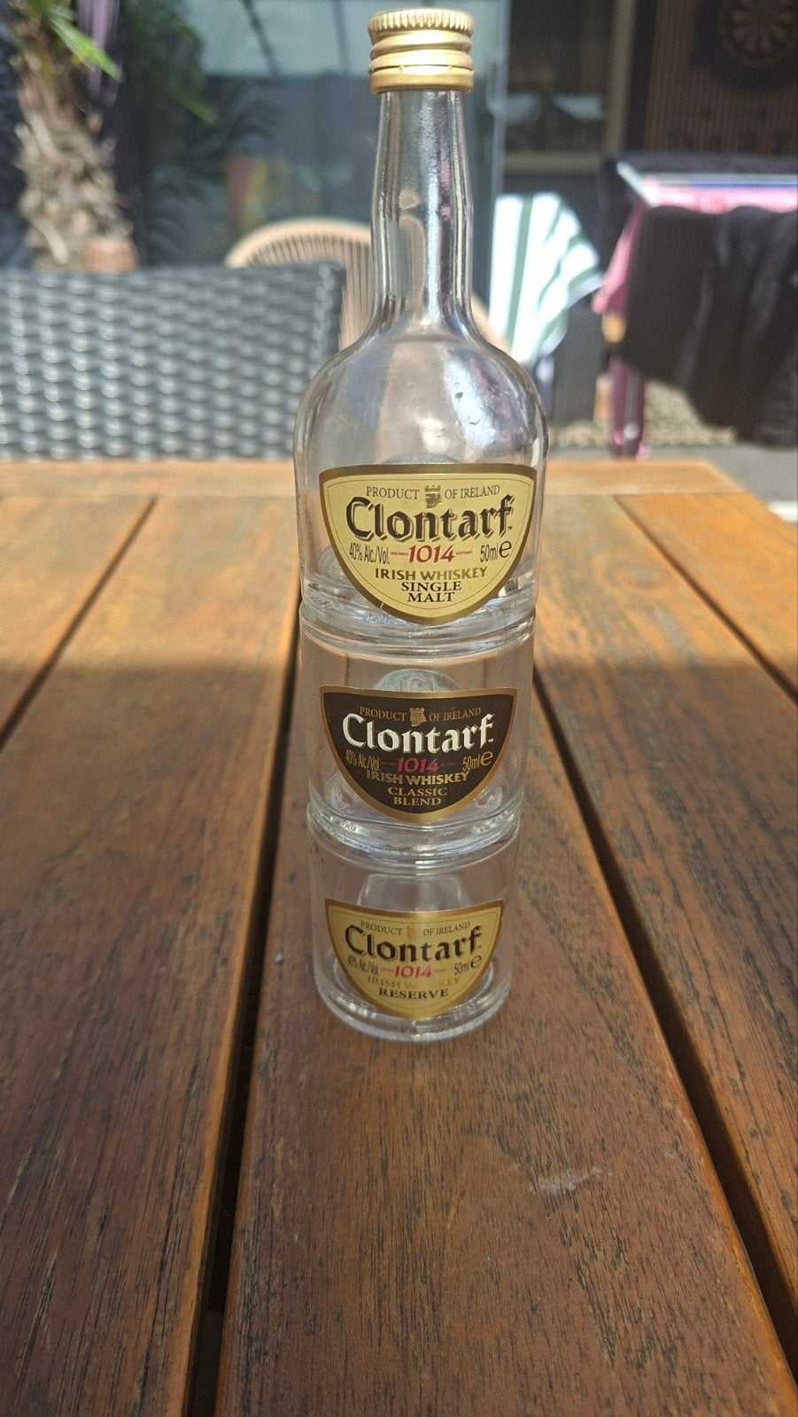 Clontarf Ierse Whiskey Miniatuurflesjes (leeg), Antiek en Kunst, Ophalen of Verzenden