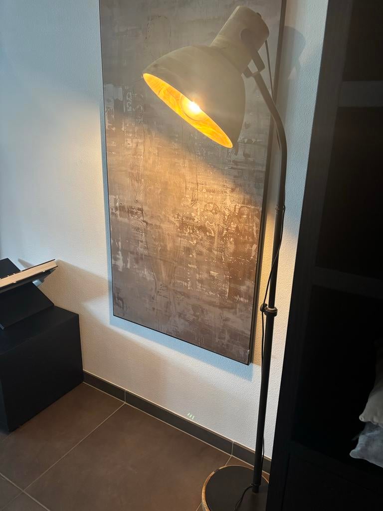 Mooie houten en metalen vloerlamp inclusief led lamp, Huis en Inrichting, Ophalen, Gebruikt, Hout, 150 tot 200 cm