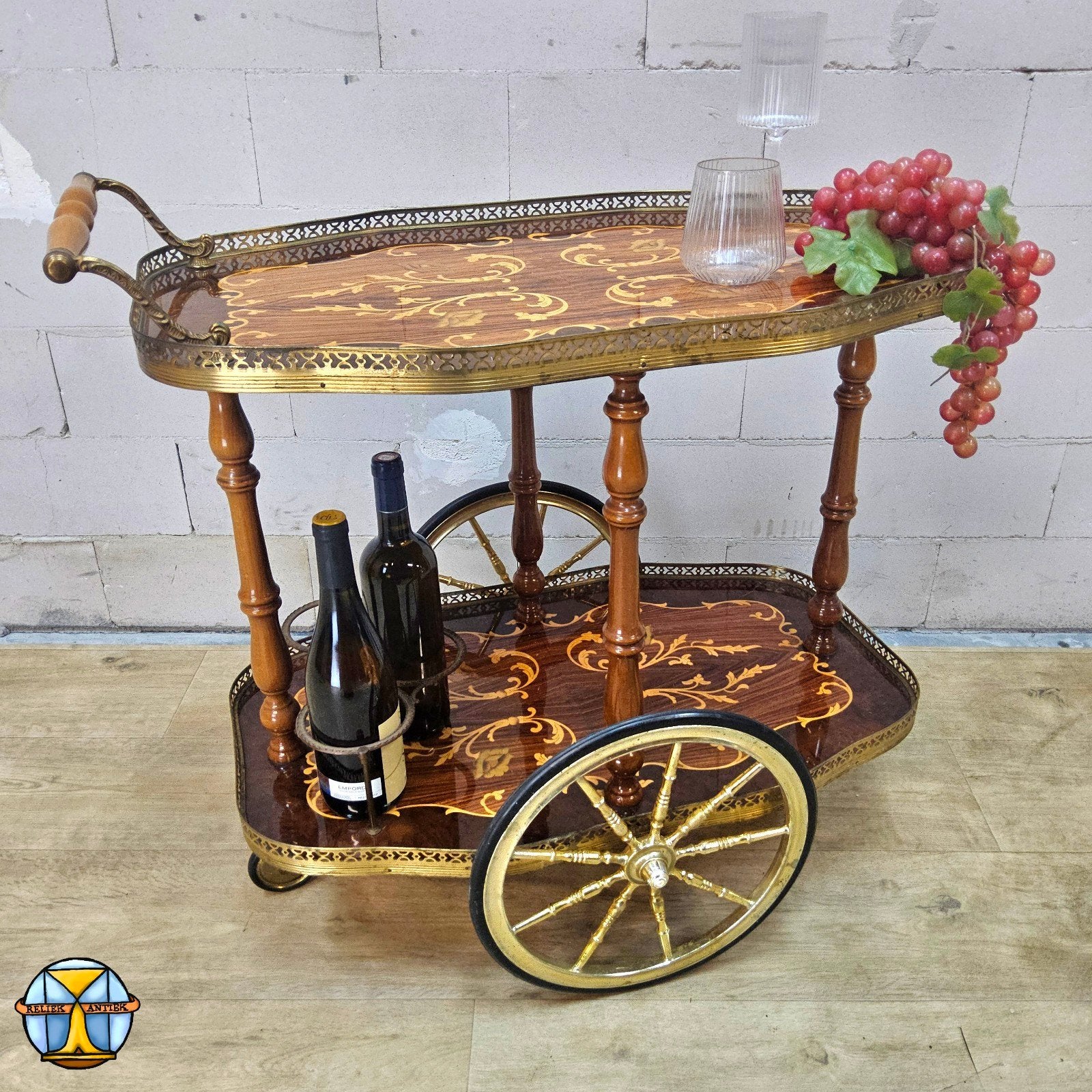 Vintage Italiaanse Serveerwagen / Barwagen / drankwagen, Ophalen of Verzenden