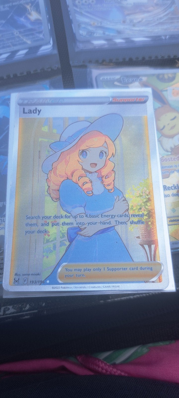 Pokémon TCG Lady Supporter Kaart 193/196, Ophalen of Verzenden, Gebruikt, Losse kaart