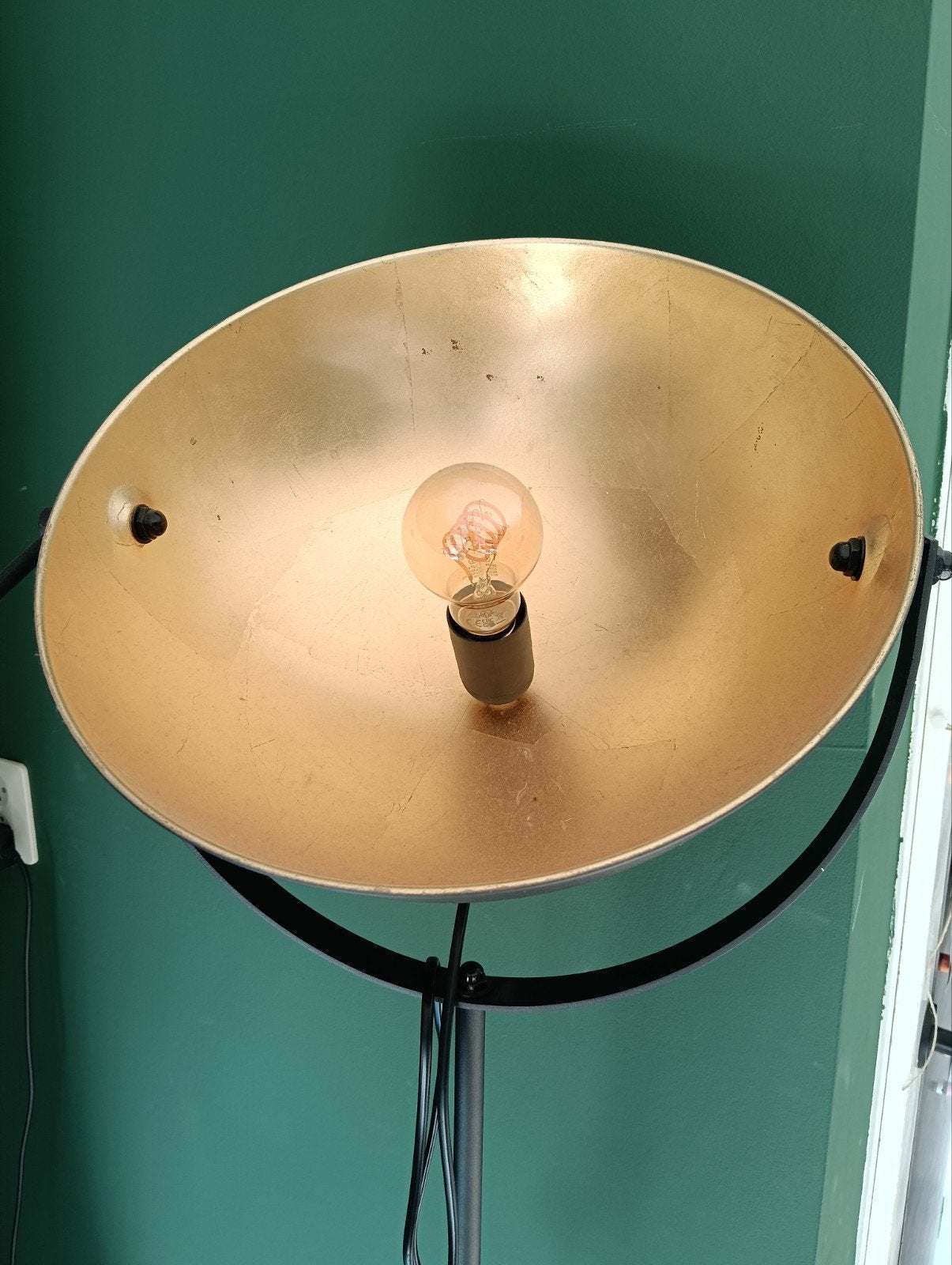 gave lamp mat zwart met goud, Ophalen, E27 (groot), Zo goed als nieuw, Industriëel