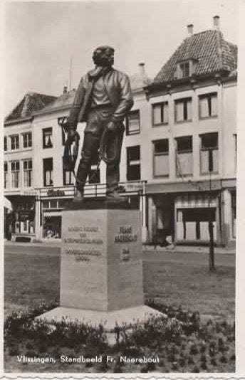Vlissingen Bellamypark met Standbeeld Frans Naerebout, Verzenden, 1940 tot 1960, Ongelopen, Zeeland