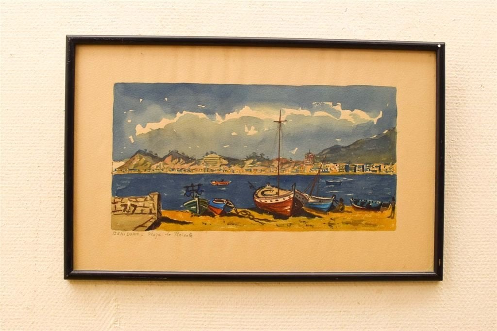 Schilderij/Prent van Benidorm - Playa de poniente 49602, Ophalen of Verzenden, Gebruikt, Schilderij
