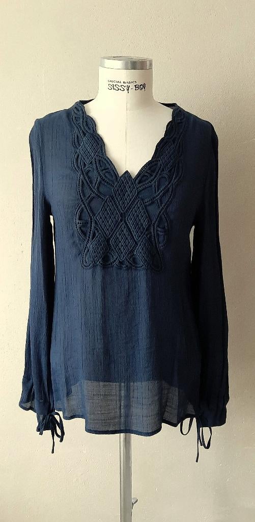 GEISHA, donkerblauw shirt met kant, mt S, Kleding | Dames, T-shirts, Maat 38/40 (M), Geisha, Blauw, Nieuw