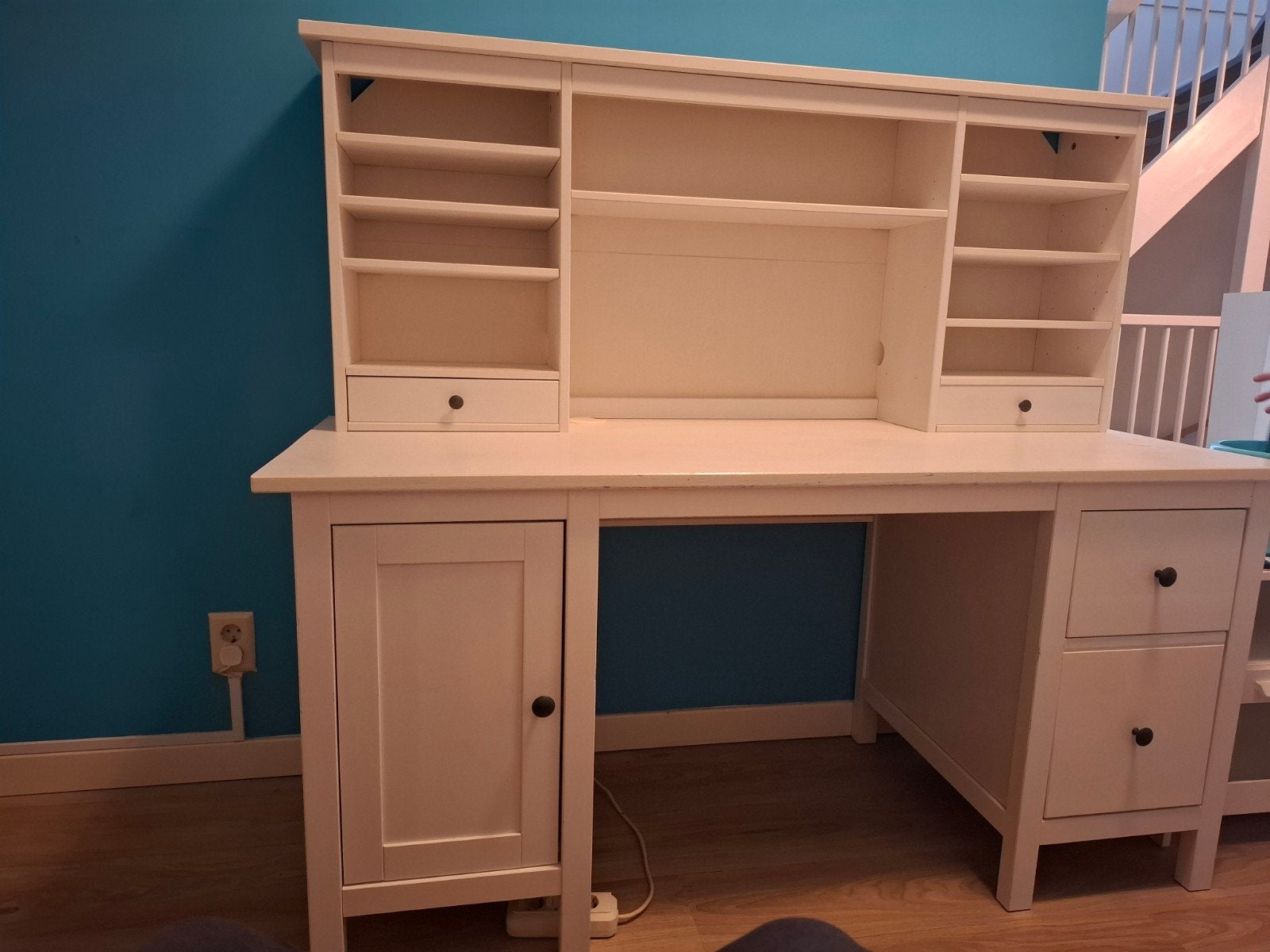 Mooi wit IKEA Hemnes bureau met opzetstuk, Opzetstuk, Hout, Zo goed als nieuw, IKEA