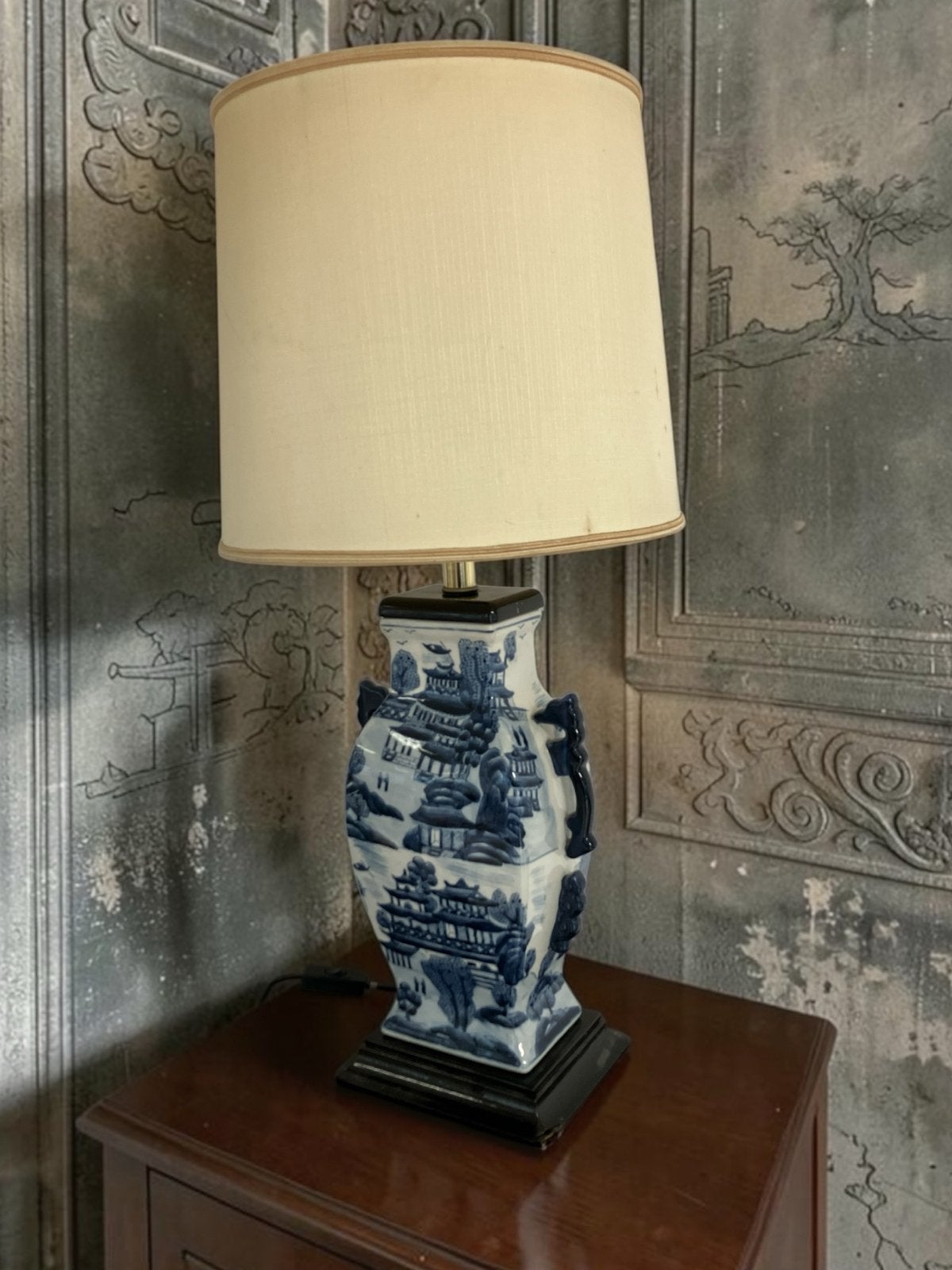 Grote Vintage Chinese Vaas Tafellamp/Vloerlamp, Ophalen