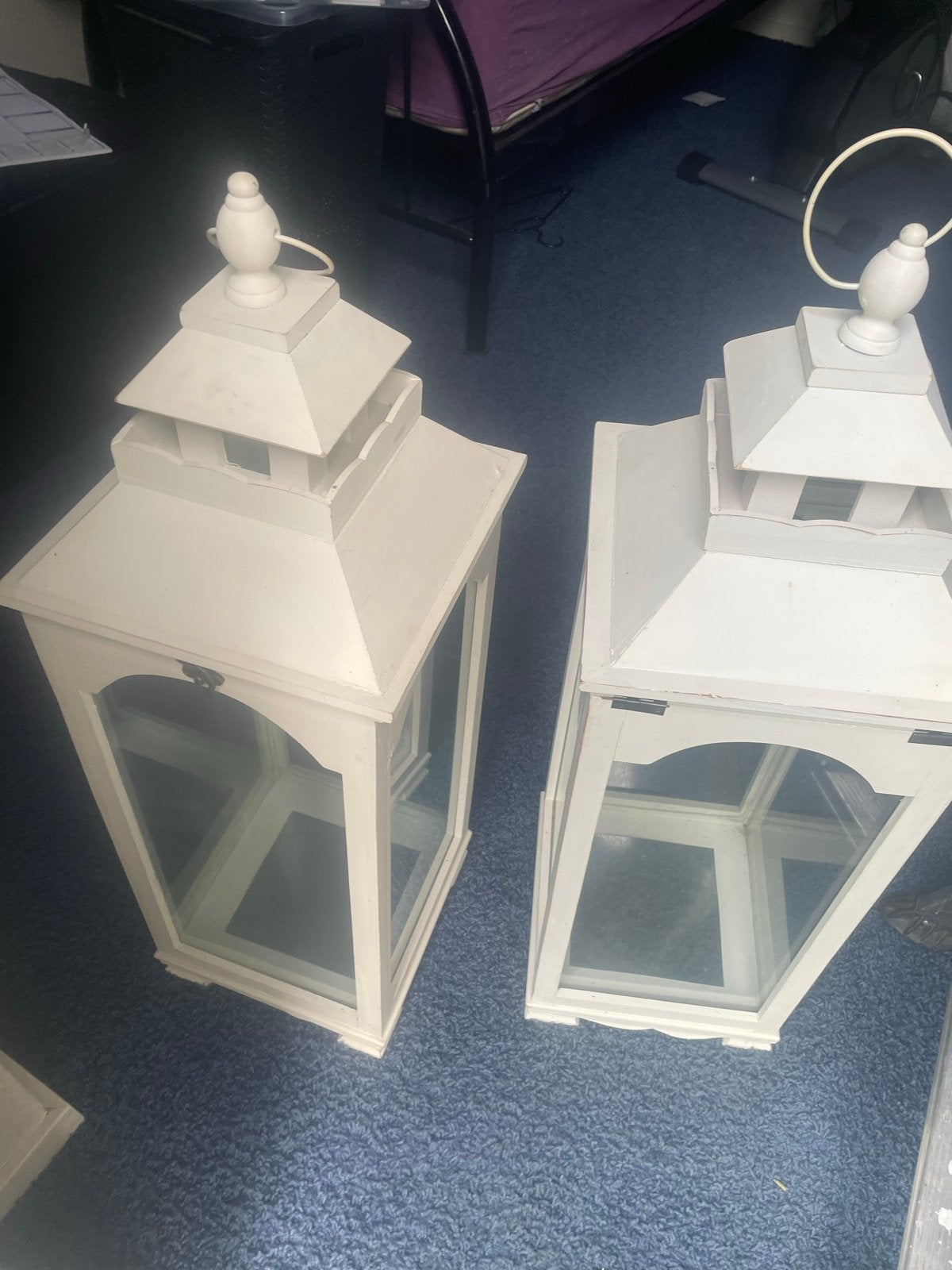 Set van 2 Witte Houten Lantaarns - Sfeervolle Decoratie, Ophalen, Hout, Gebruikt, Landelijk