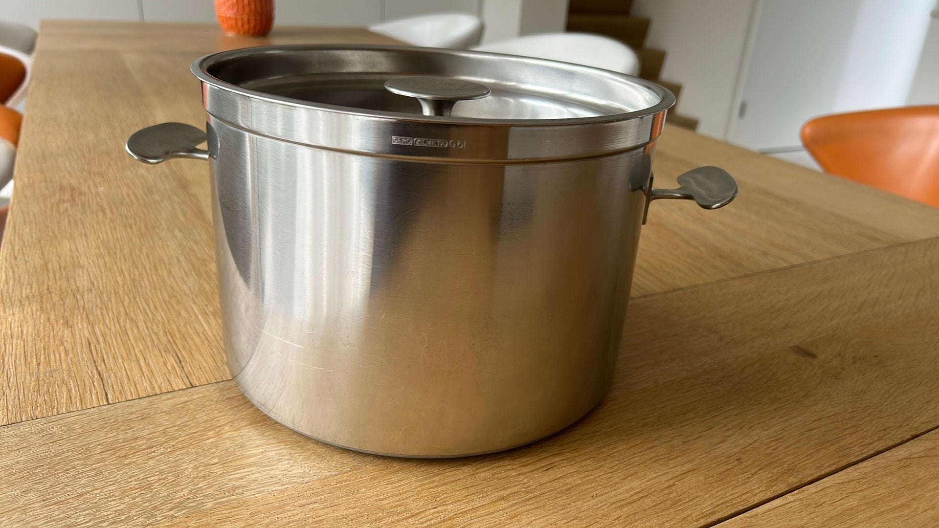 6 liter Geto Zilmeta pan, ontwerp Dick Simonis, Huis en Inrichting, Gebruikt, Met deksel, Ophalen of Verzenden, Rvs