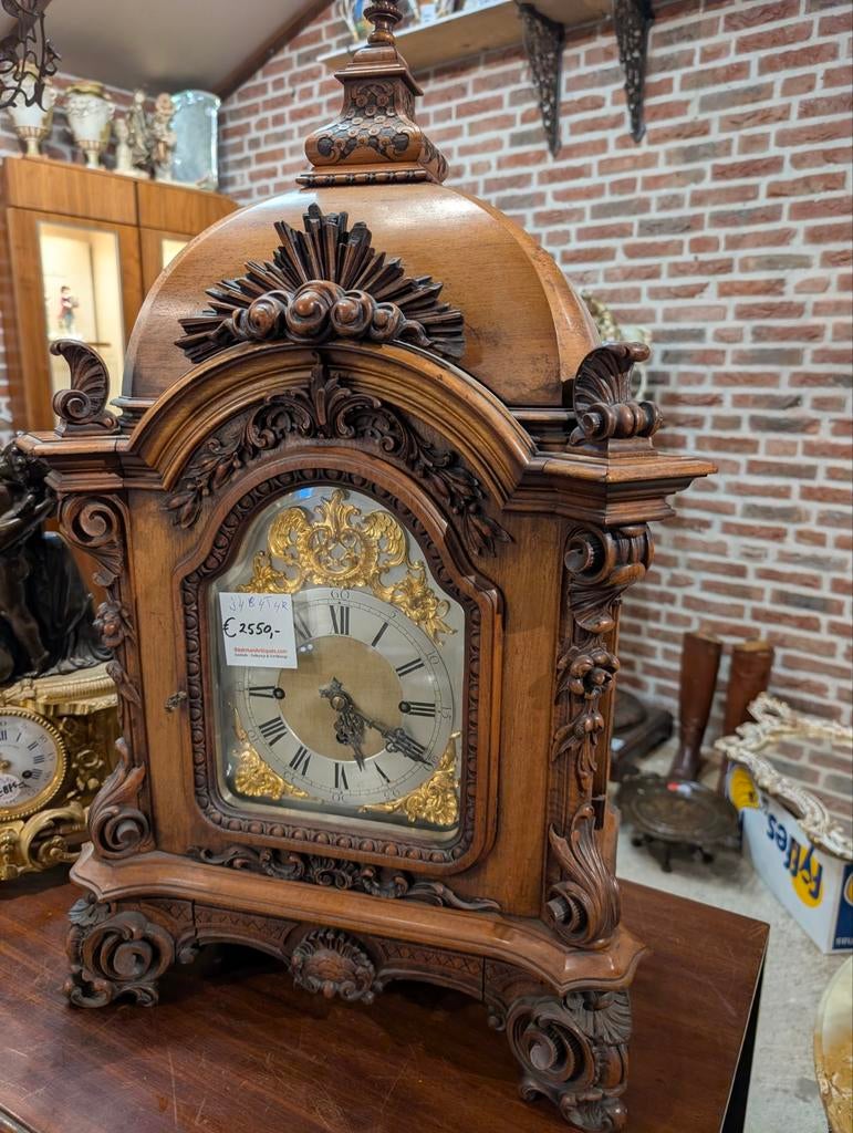 Grote antieke tafel klok 8 bellen 83 cm hoog, Antiek en Kunst, Ophalen