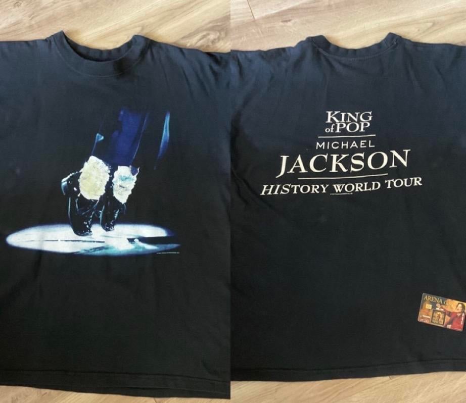 Michael Jackson History Tour T-shirt & Arena Card 1997, Ophalen of Verzenden, Zo goed als nieuw, Maat 52/54 (L), Zwart