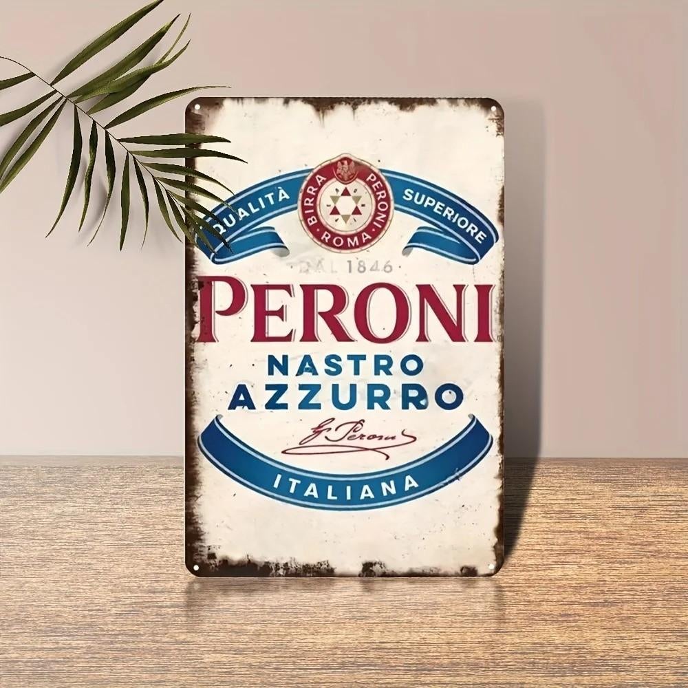 Vintage metalen bordje Peroni (30x20cm), Ophalen of Verzenden, Nieuw, Reclamebord