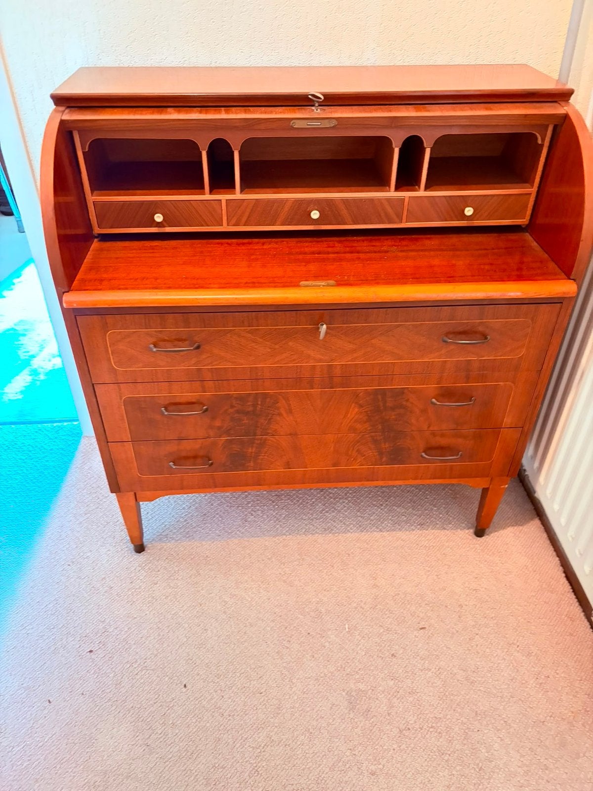 Antiek secretaire bureau met rolluik, Antiek en Kunst, Ophalen