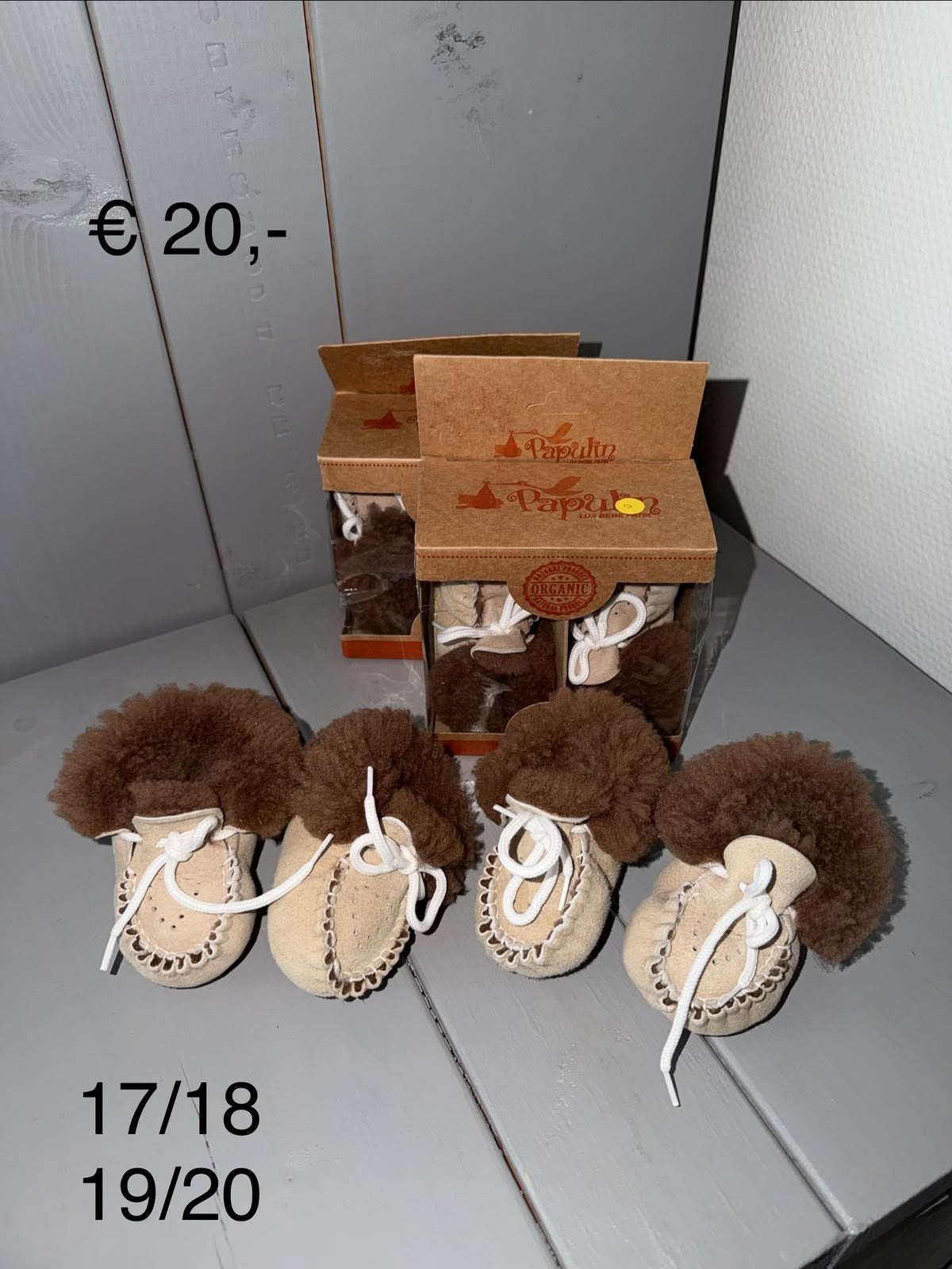 Papulu babyslofjes - Nieuw in doos - Maten 17/18 en 19/20, Jongetje of Meisje, Nieuw, Ophalen of Verzenden, Papulu