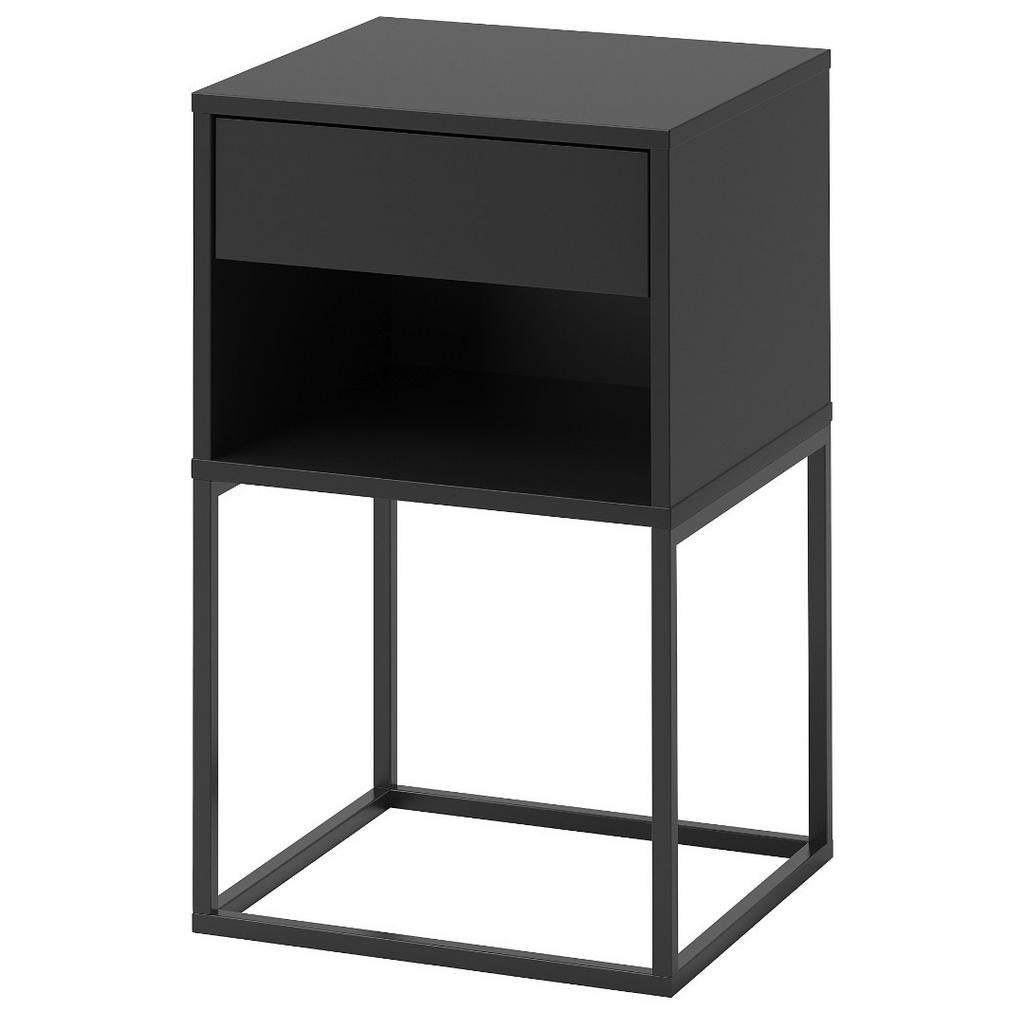 2x VIKHAMMER Nachtkastje, zwart, 40x39 cm, Ophalen, Zo goed als nieuw, Minder dan 45 cm, 55 tot 70 cm