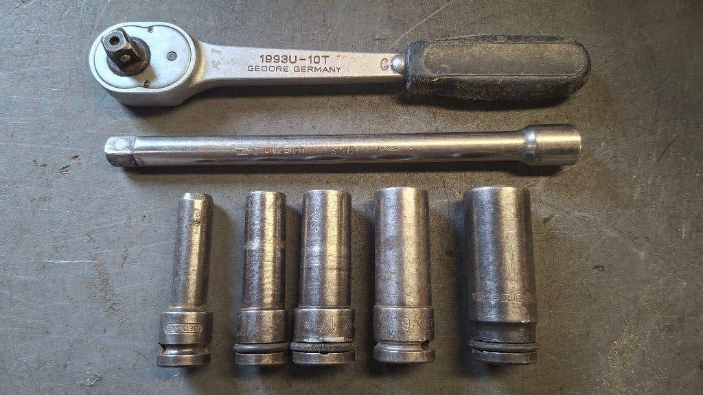 Gedore 1/2 inch Ratelset Ratel met lange krachtdoppen!, ,, Ophalen of Verzenden, Zo goed als nieuw, ,