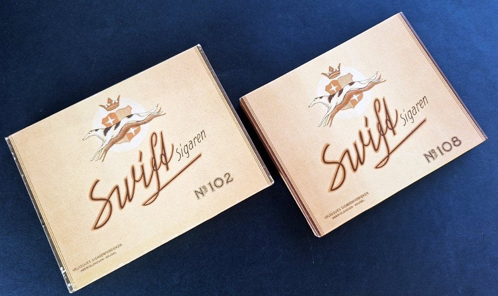 2x SWIFT VELASQUEZ lege sigarendozen, VELDHOVEN, Verzenden, Gebruikt, Tabaksdoos of Verpakking