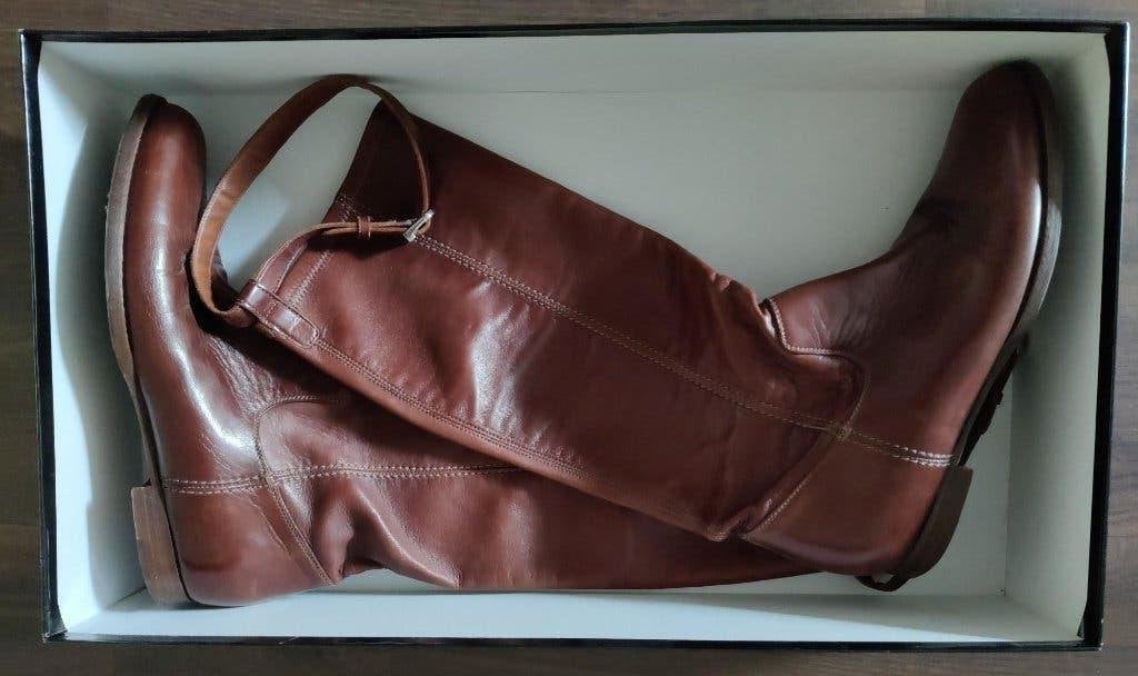 Unützer leren laarzen cognac maat 39,5, Kleding | Dames, Hoge laarzen, Bruin, Zo goed als nieuw, Unützer