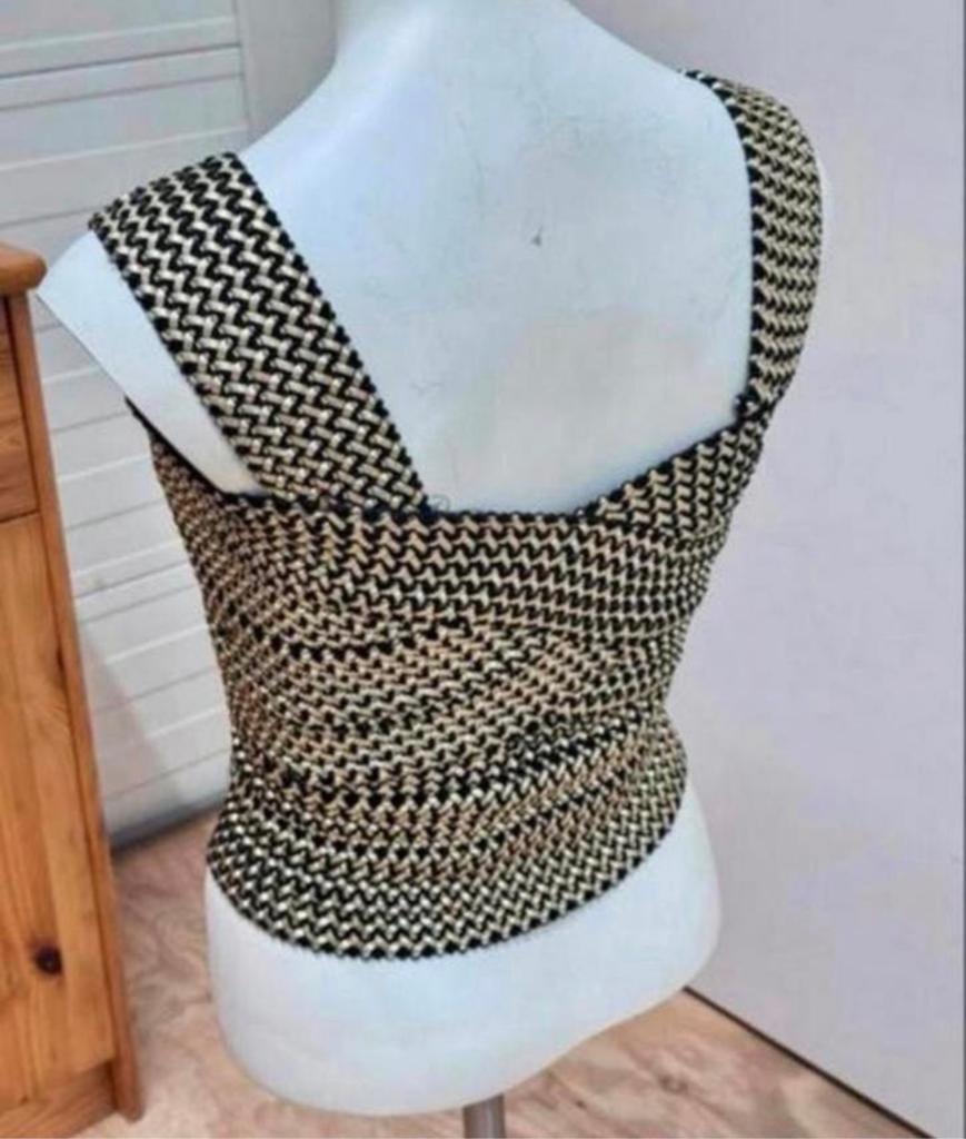LM LULU - elastisch jurk mode topje S dames goud-zwart top, Overige kleuren, Ophalen of Verzenden, Zo goed als nieuw, H