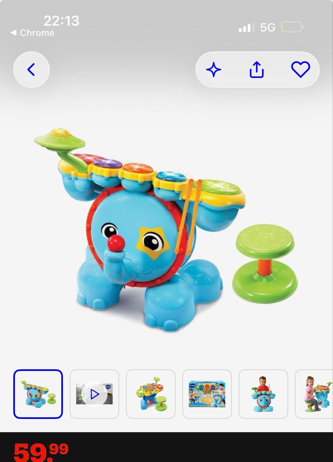 VTech Baby Drumstel Olifant - Mist 1 stokje, Ophalen, Gebruikt, Jongen of Meisje