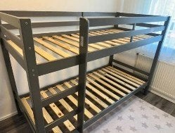 Leenbakker Anicet stapelbed Grijs, Ophalen, Tweepersoons, 90 cm, Stapelbed