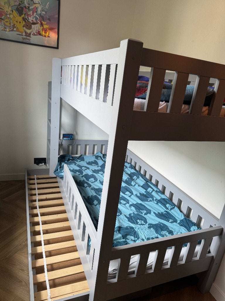 Grijze Stapelbed met onderschuifbed Rockwood Tom, Ophalen, Gebruikt, 90 cm, Eenpersoons