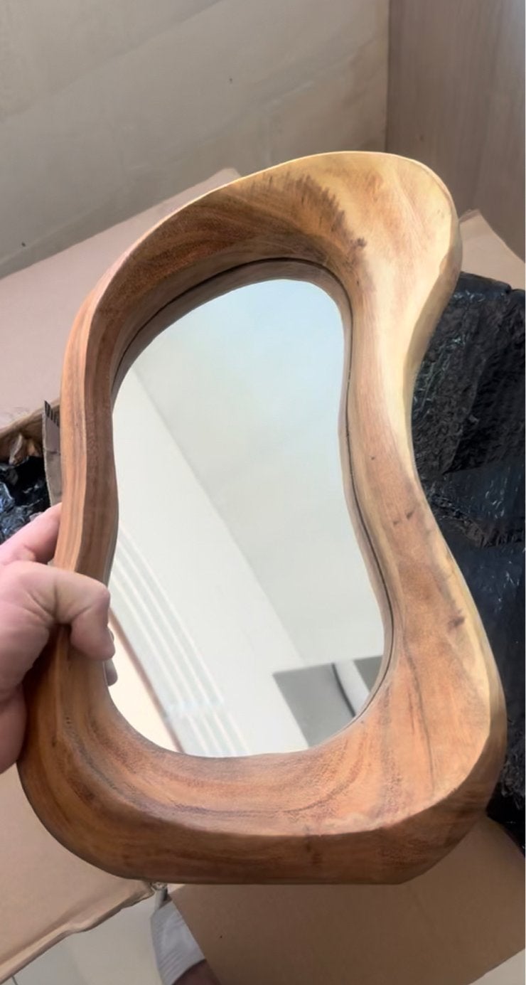 Kleine Suar houten spiegel, 45 cm, Jepara Indonesië, Minder dan 50 cm, Gebruikt, Ophalen of Verzenden, Minder dan 100 cm