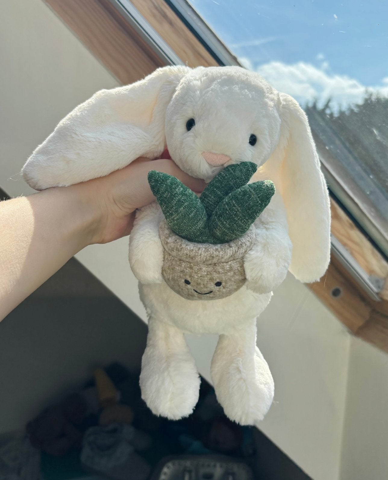 Jellycat cream bunny with plant BNWT, Ophalen of Verzenden, Nieuw, Konijn