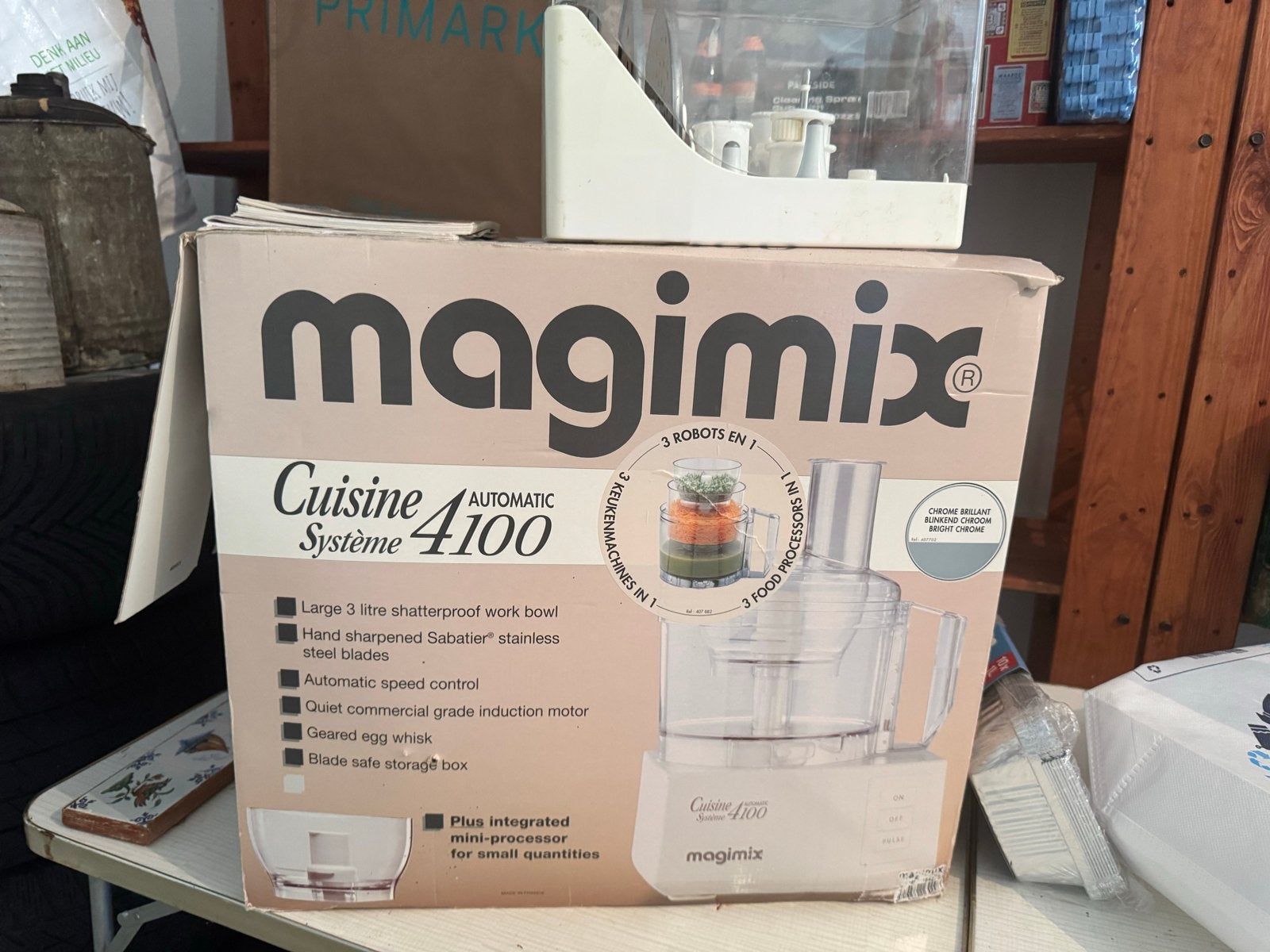 Magimix Cuisine Système 4100 Foodprocessor, 3 tot 4 liter, Ophalen, Gebruikt, 2 snelheden