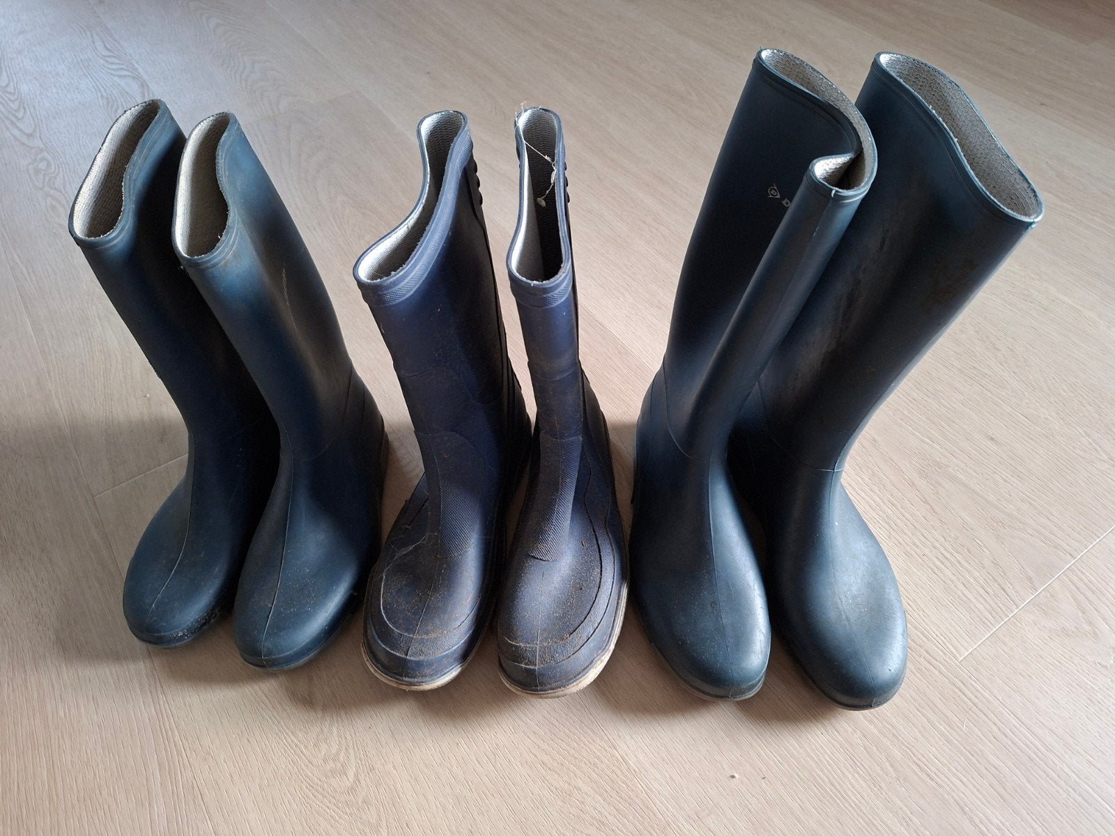 3 paar laarzen, maten 35, 38 en 39 - Goede staat, Kleding | Heren, Ophalen, Gedragen, Blauw