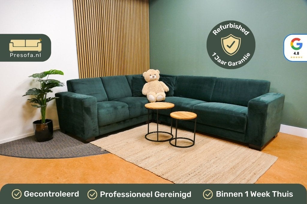 Kleine Hoekbank Velvet Donkergroen [Refurbished]