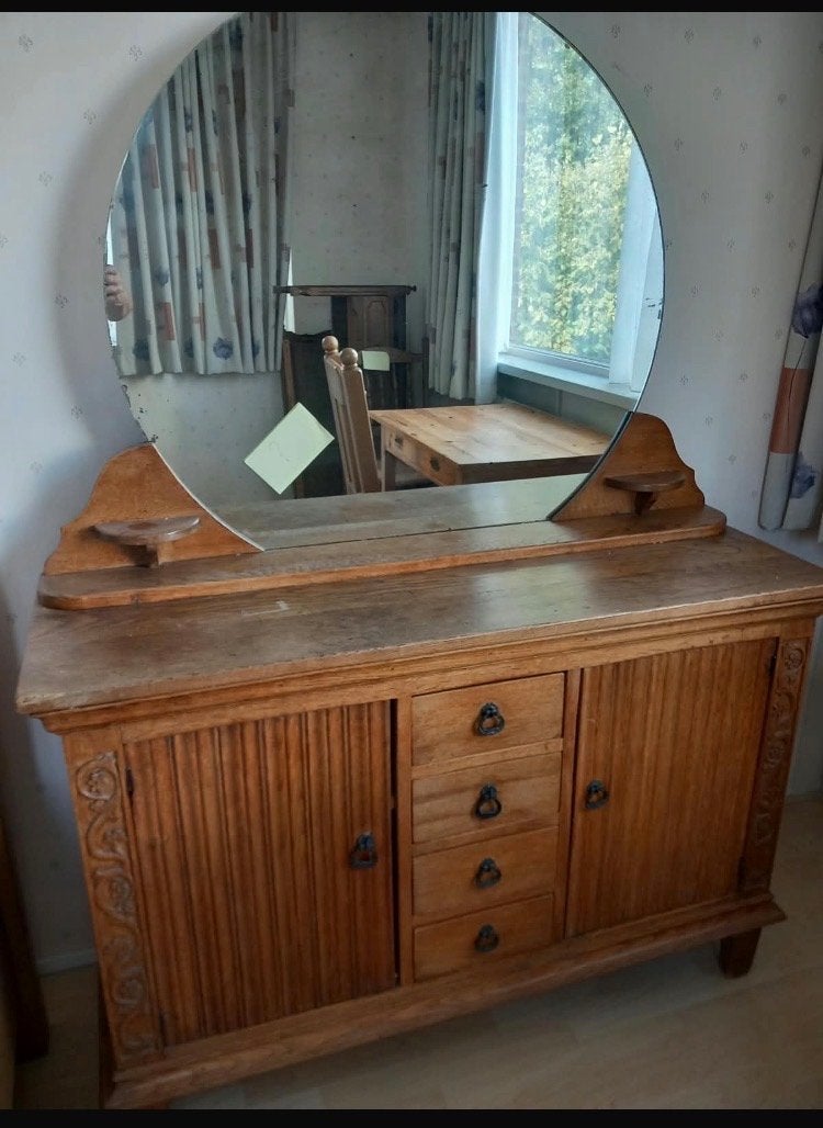 Antieke houten dressoir met spiegel, Ophalen