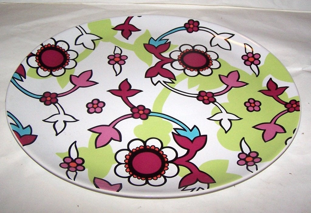 Vintage IKEA schaal met Bloemenpatroon. 38x32cm. Nieuwstaat., Porselein of Keramiek, Schaal, Geglazuurd, Nieuw