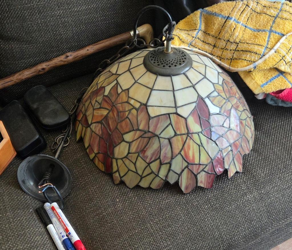 Lampen set met mozaiek  2 grote 1 kleine Lumilamp Tiffany, Huis en Inrichting, Lampen | Hanglampen, Zo goed als nieuw, Minder dan 50 cm