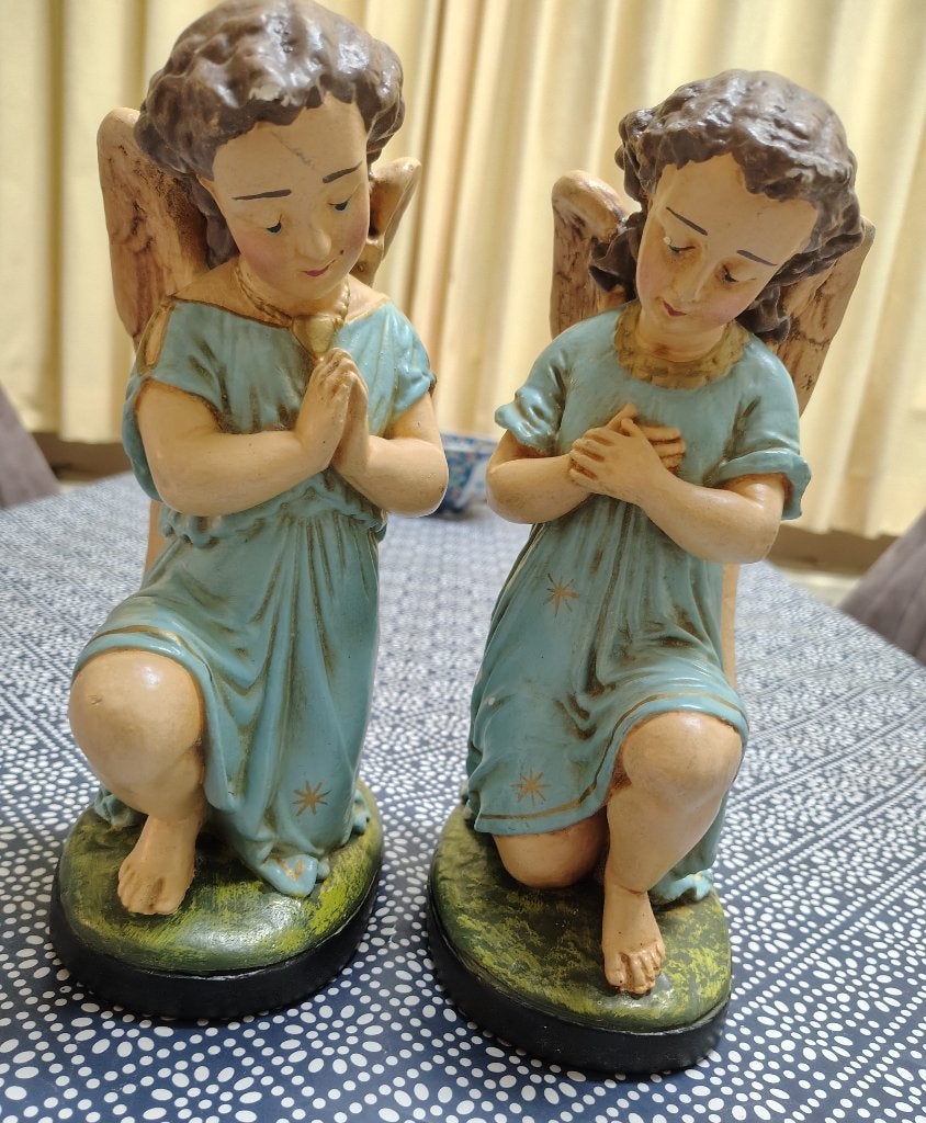 Twee mooi oude beelden engeltjes (zeer oud gips), Ophalen, Gebruikt