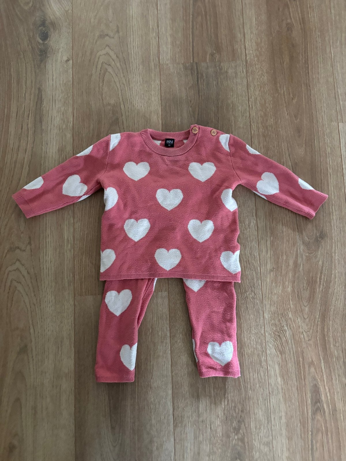 Babykleding meisje set roze met hartjes maat 80, Kinderen en Baby's, Verzenden, Zo goed als nieuw, Meisje, Setje